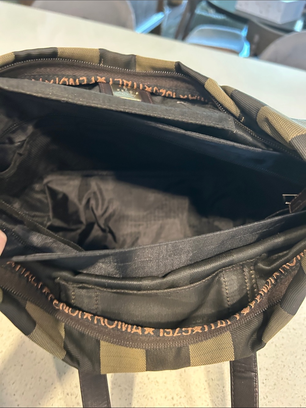 Fendi Pequin Foldable Tote | w/ Insert| Zip Top | Classic Stripe - Picture 14 of 16